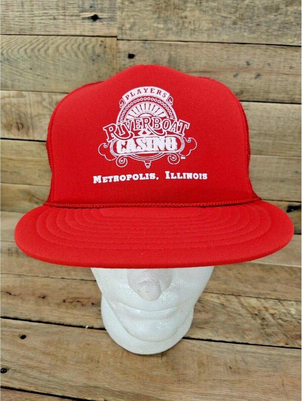 Players Riverboat Casino Metropolis IL Vintage Red Trucker Hat